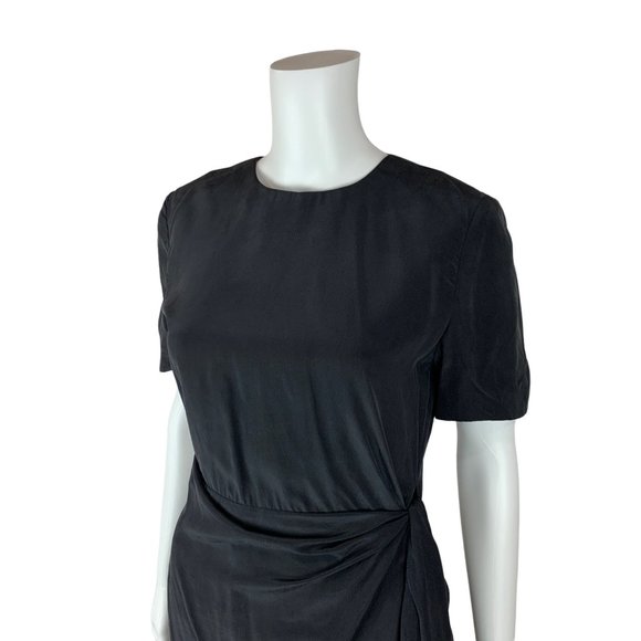 Vintage 1990s Black Silk Dress Wrap Style Timeless Ann Taylor | W 27" - Picture 5 of 11